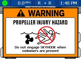 Del 6 - Miljø og navigasjon Skyhook anbefales ikke for dokking eller når det er mennesker i vannet.