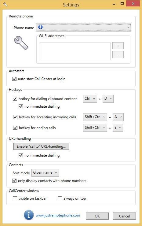 11.4 Konfigurer PC klienten (CallCenter) til å koble seg opp mot Android telefonen Start PC klienten (CallCenter ikon på skrivebord). CallCenter vil vise en innstillingsdialog.