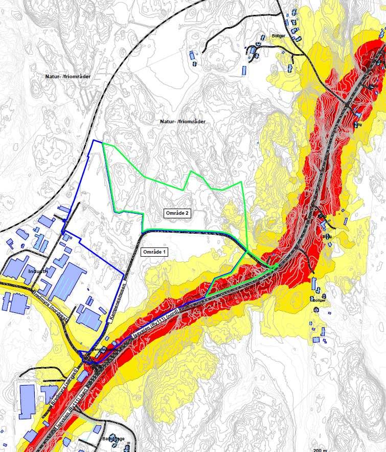 10/13 HOLTESKOGEN NÆRINGSOMRÅDE - KONSEKVENSUTREDNING 6 Konsekvenser 6.1 Alternativ 0 Støysonekart for alternativ 0, uten utbygging, vises i vedlegg X001.