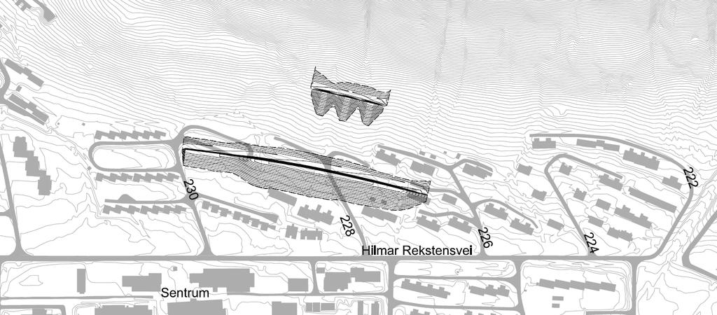 5.6 Sikringsløsning KB2_04: Fangvoll og bremsekjegler over sentrumsområdet Elementene i denne løsningen er vist i Tabell 18 og Figur 23.