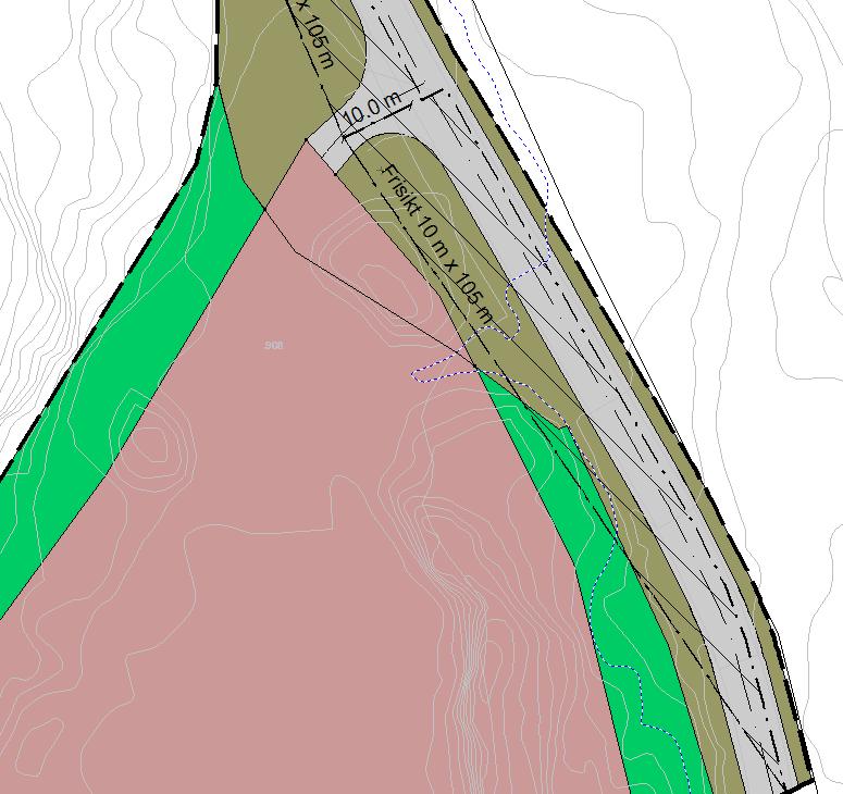 Kote 163 er markert med stiplet linje nord i planområdet.