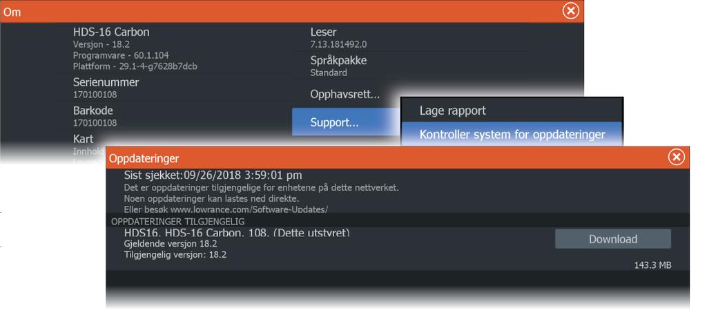 Oppdatere programvare fra en lagringsenhet Du kan laste ned oppdateringen av programvaren fra www.lowrance.com.