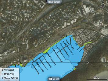 Navionics spesifikke kartalternativer Orientering, Se fremover, 3D og bytte av Kartkilde