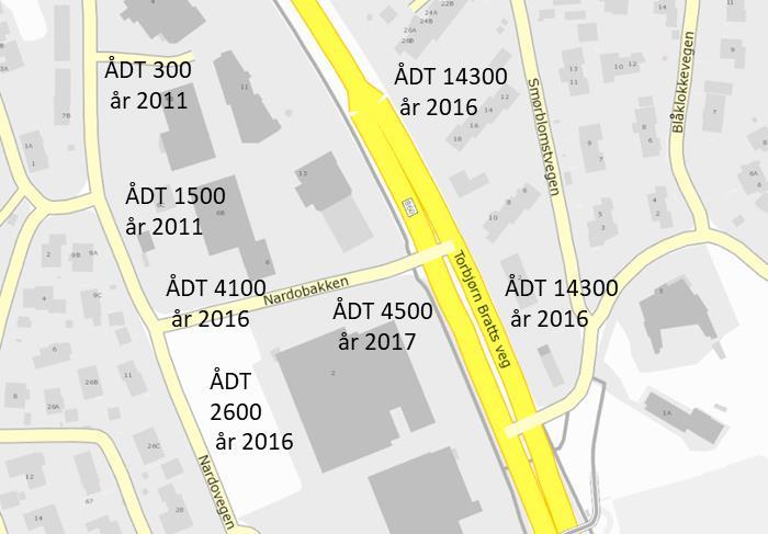 Side 4 av 11 2.2 Trafikk på vegnettet Figur 1 viser dagens trafikkbelastning på vegnettet.