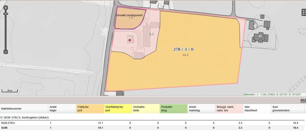 Fig. 1 Kart over eiendommen med arealressurs Kilde: Nibio sine gårdskart på internett 27