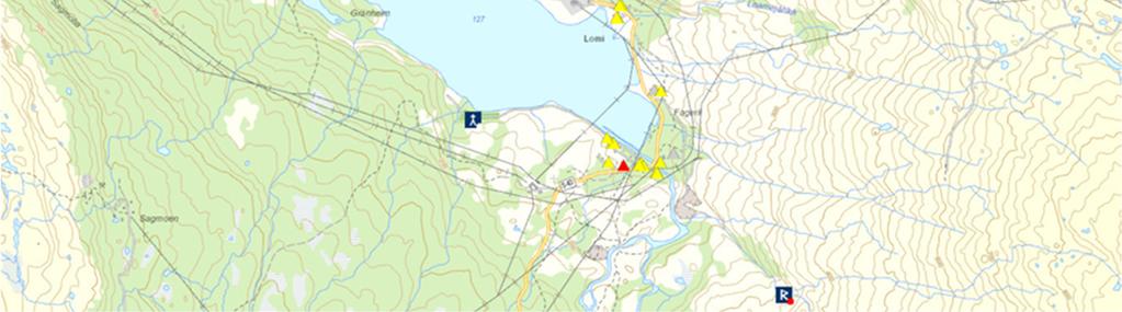 Oversikt over SEFRAK-registrerte bygninger i direkte relasjon til Sulitjelma gruver. Her tas ikke med de SEFRAK-registeringer som er vist med gul trekant på kartene (annen SEFRAK-registrering).