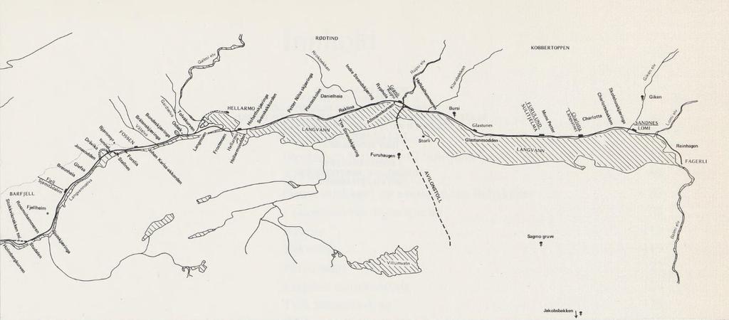 Kart over jernbanen mellom Finneid og Stormoen i Sjønstådalen. Figur 27. Kart over jernbanen mellom Stokkviknakken i Sjønstådalen og Fagerli.