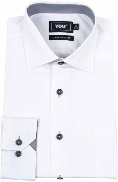 LIVORNO Style 8545 Klassisk business-skjorte til herre. Rett modell med brystlomme. Uttagbar krageoppstiver. Innvendig kontrastfelt i krage og mansjetter.