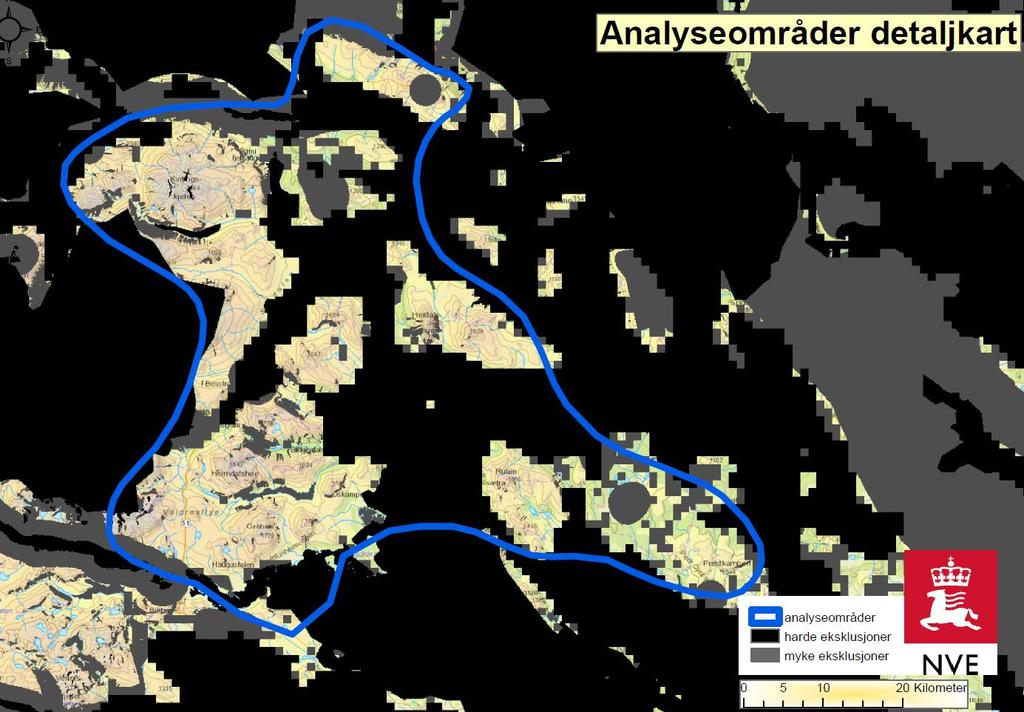 I område 8 er store areal i landskapsrommet opp mot austsida av Jotunheimen nasjonalpark vist utan eksklusjonar (Fjellområdet rundt Kvitingskjølen og strekninga langs Fv. 51).