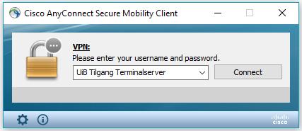 Cisco AnyConnect Secure Mobility Client dukker opp i listen over programmer og du klikker bare på denne teksten.