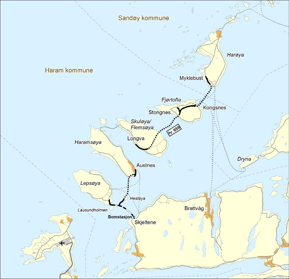 Nordøyvegen, trolig Norges største fylkesvegprosjekt Nordøyvegen gir fastlandssamband for rundt 2900 mennesker i Haram og Sandøy kommune.