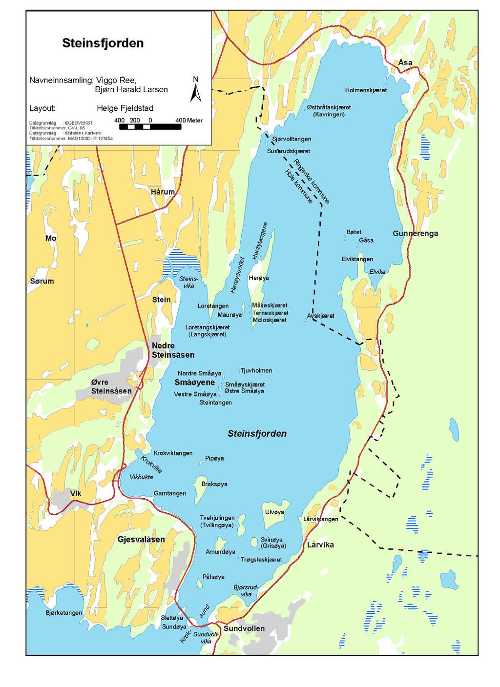 Figur 3. Kart over Steinsfjorden.