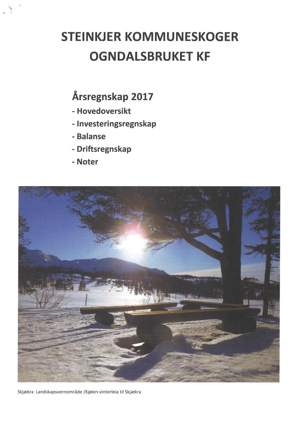 . ' ' STEINKJER KOMMUNESKOGER OGNDALSBRUKET KF 0 Arsregnskap 2017 - Hovedoversikt -