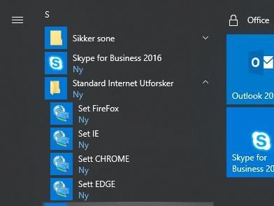 Standard internett utforsker: Klikk på Startmenyen - Velg