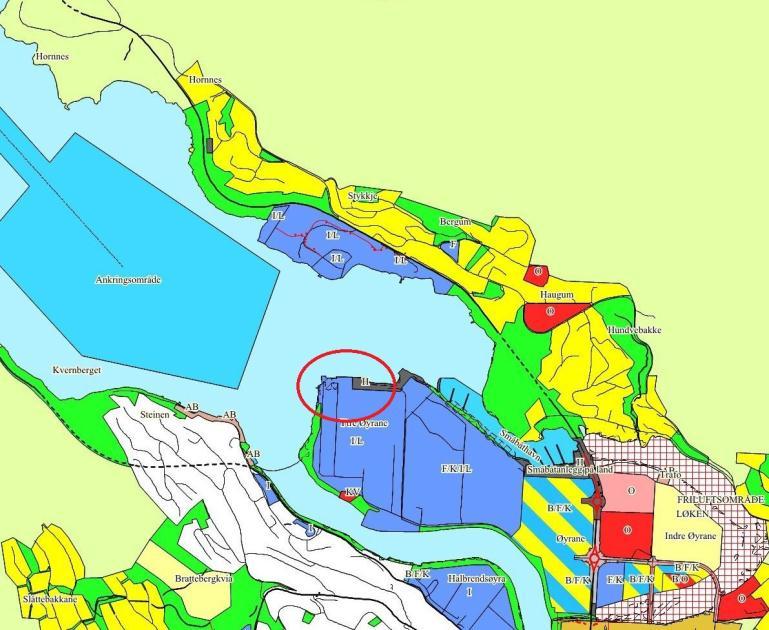 Status I arealplan for Førde er området på Ytre Øyrane sett av til næring, industri og hamn. Det er ikkje lagt inn store utvidingar.