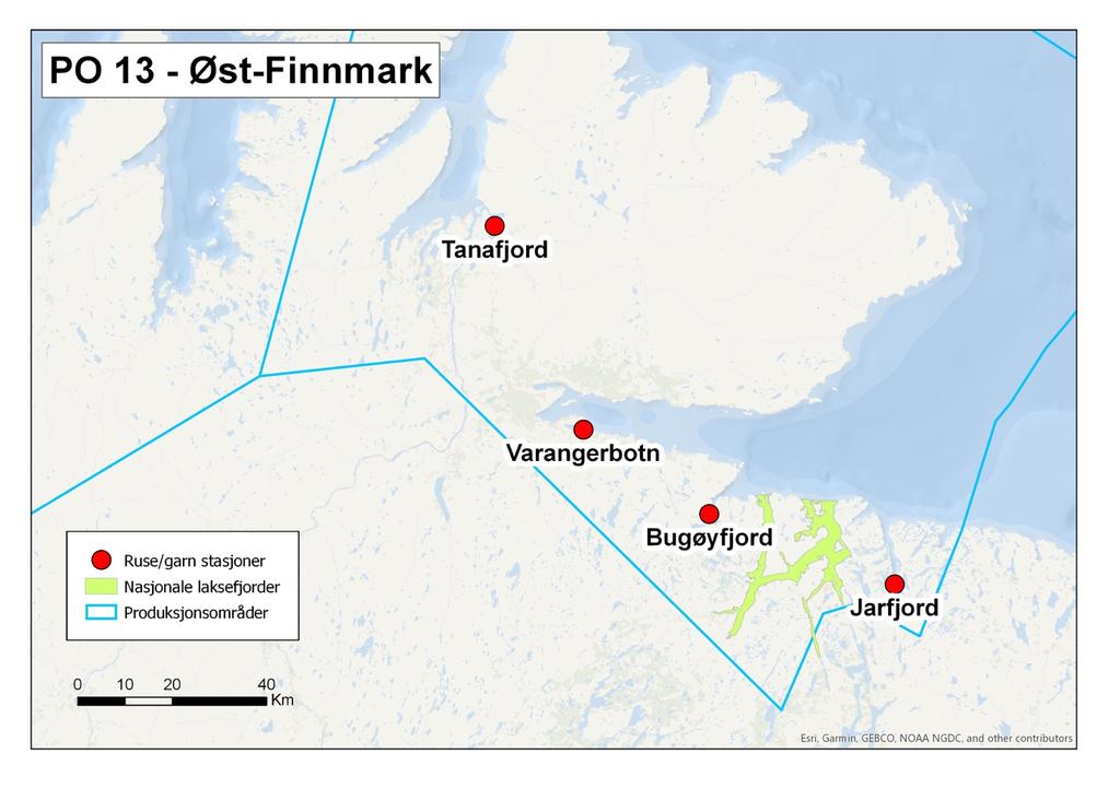 2.13 Finnmark øst (PO 13, Øst-Finnmark) Tanafjord ble valgt som fast stasjon i dette produksjonsområdet og ble undersøkt i to adskilte perioder.