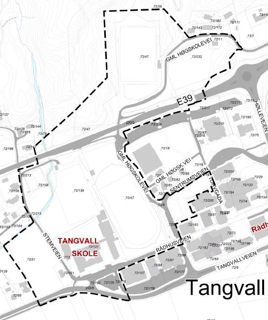 Kartutsnitt 1: Planavgrensning. Det er utarbeidet et planprogram for planarbeidet, dette ble vedtatt 26.10.16.