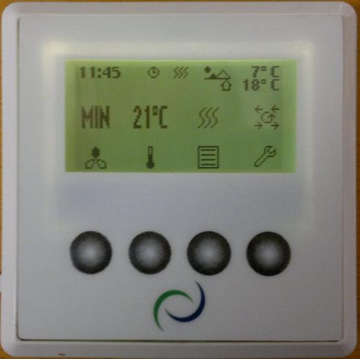 «Utropstegn» og blinkende vifteblad indikerer at fuktighet registrert over sensor er høyere en