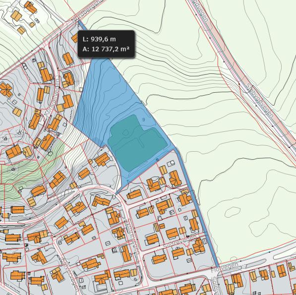 Utsnitt fra kommunens kartportal der del av eiendommen gnr. 10 bnr. 2 nord for Fiolvegen er markert. Med vennlig hilsen Gardermoen, 22.06.