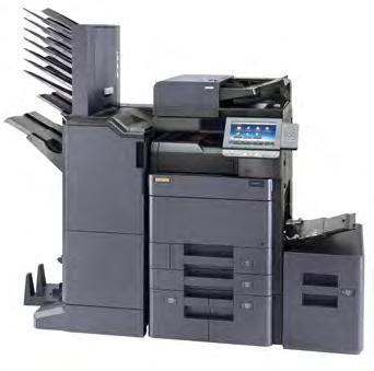 UTAX 8006ci MFP Multifunksjon, Farge Dokumentmater: 270 ark Papirmagasin: 2x500 + 1x1500 + 1x150 + 1x3000 Papirformat: A6R - A3+ Stiftesorterer til 4000 ark i mottak Fals/Brett av 64