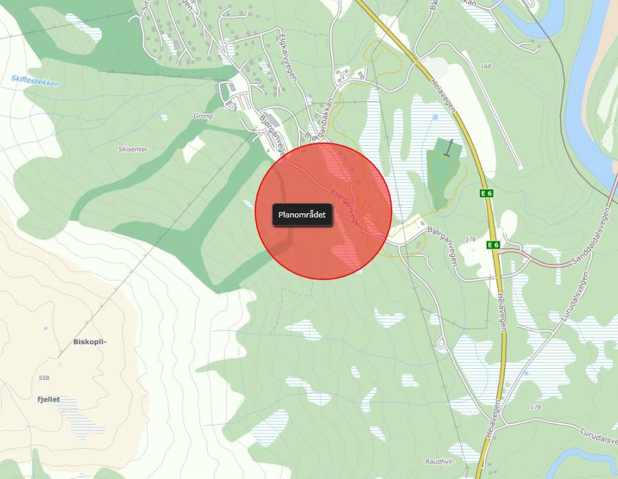 Kartutsnittet viser planområdets lokalisering på Bjørgan. Oppstartsmøte ble avholdt med forslagsstiller og tiltakshaver 11.11.2014.
