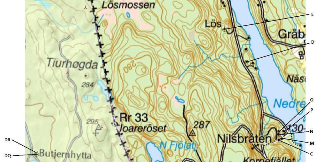 De mottakere der overskridelsen ikke kan bli forklart med effekten av Hån vindpark alene men der også Høgås/Joarknatten vindkraftverk gir virkninger er følgende mottakere; E, DQ og DR.