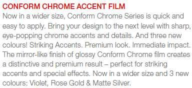 Avery Dennison Conform Chrome Series Make your design shine ith mirror sharp