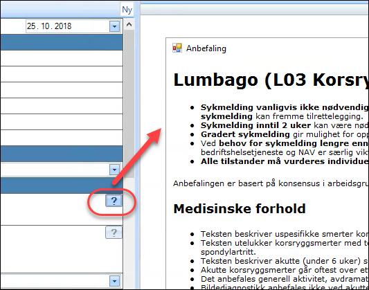 Hvis dette mangler får man varsel om dette når man trykker på Beslutningsstøtte-knappen.