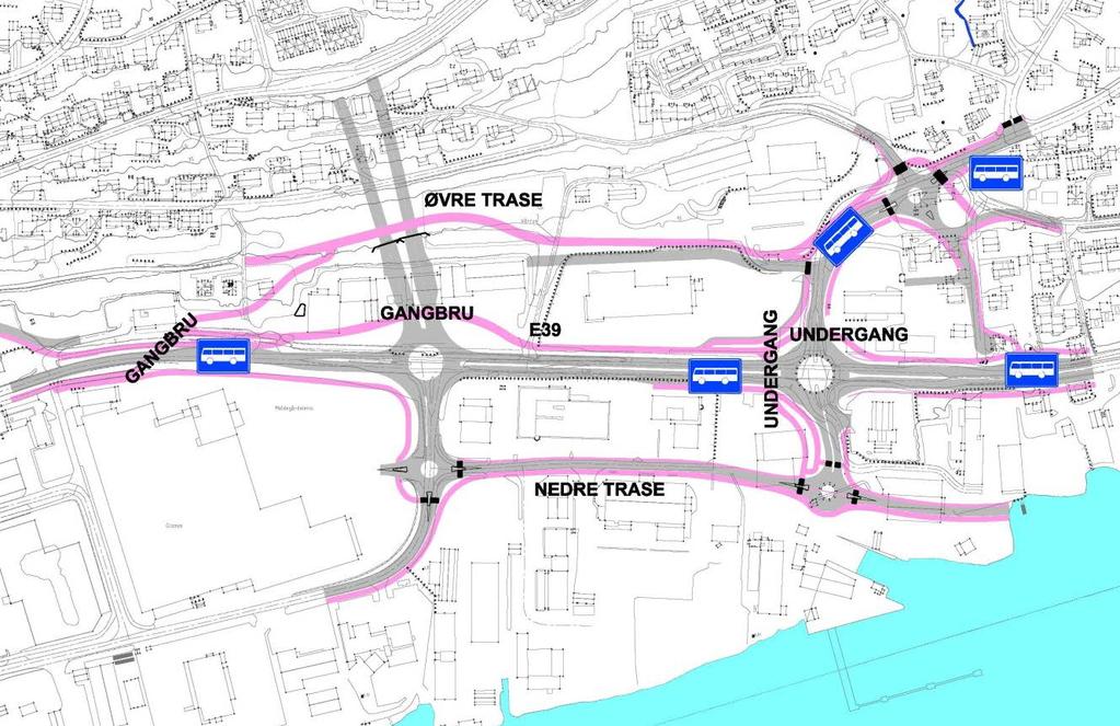 Reguleringsplanen viser innslag for en framtidig bytunnel gjennom Molde lokalisert ved Felleskjøpet med tilknytning til rundkjøringen på Bolsønes (kryss 1). Det er regulert areal til en toløpstunnel.