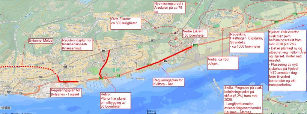 Dette vil si at forskjellen mellom dagens situasjon og alternativ 0 (år 20