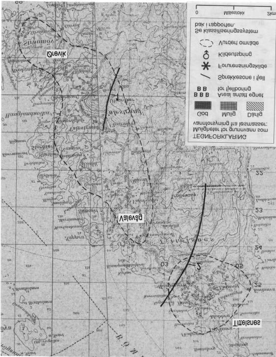 Fig. 1 Utsnitt av kartbladene (M711) 1114 II Bømlo og 1214 III