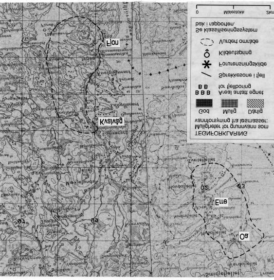 Fig. 2 Utsnitt av kartbladene (M711) 1114 II Bømlo og 1214 III