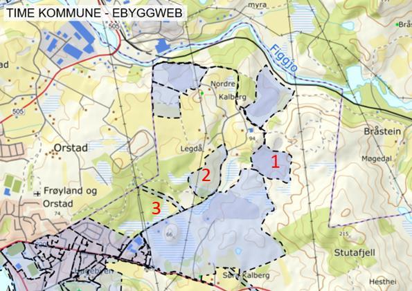 22 4.2.3 Tilgrensende reguleringsplaner Kartet under viser tilgrensende reguleringsplaner i området, hentet fra ebyggweb Time kommune (22.01.