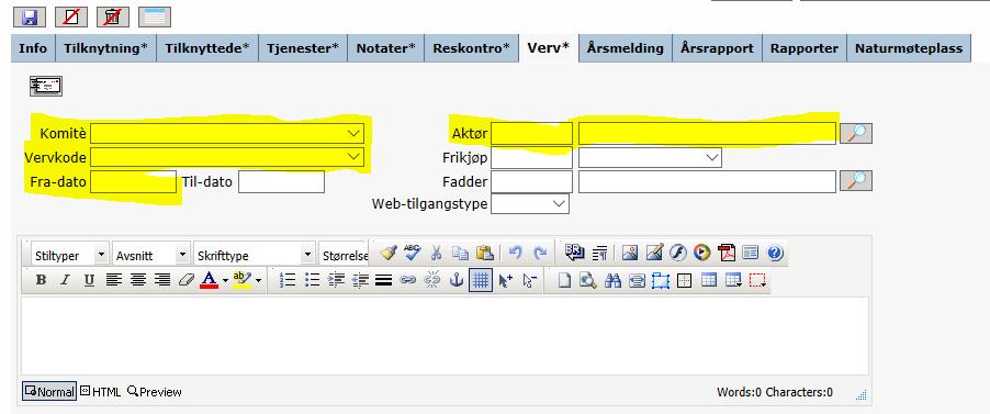 Side 8 av 8 Det eneste du skal fylle ut er det som er markert med gult her: Komité = klubbverv. Vervkode = hvilket verv personen skal ha. Fra-dato = dato personen ble valgt til vervet (dvs.