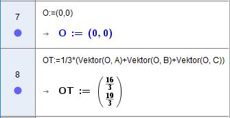 b) Bestem, ved vektorregning, koordinatene til tyngdepunktet T til