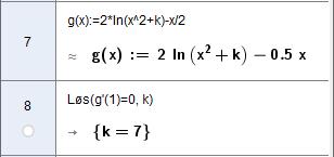 Funksjonen g er gitt ved g x ln x k x, k 0 1 c) Bruk CAS til å bestemme k slik at g har et ekstremalpunkt i x 1.