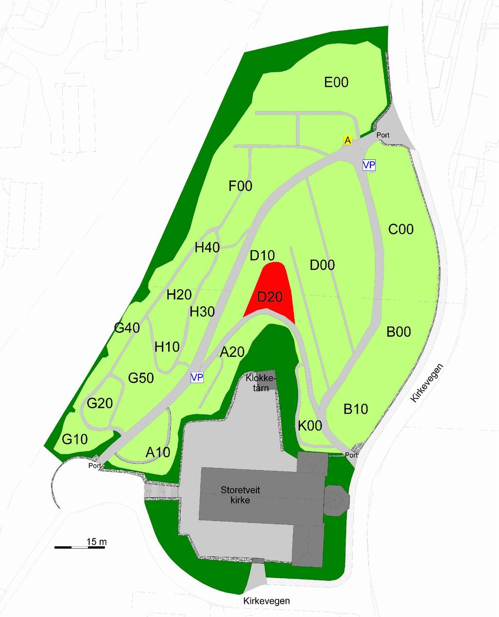 Gravkart Tegningsnr. L250 Rev. Rev. Beskrivelse Storetveit kirkegård Gravplassmyndigheten i Bergen Gravkart D20 Storetveit navnet minnelund Dato Tegn. Fag Dato LARK Kontr.