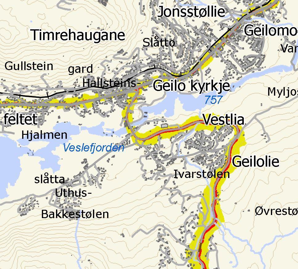 Planbeskrivelse 18 4.9 Støy Kommunen har ikke støykart. Det vil være noe trafikk i Stølsvegen og i Bakkestølsvegen. Bakkestølsvegen ligger omtrent 30 meter fra planlagt byggegrense.