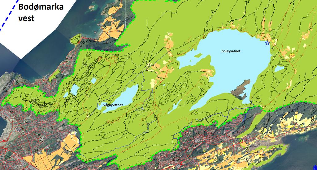 VEDLEGG 1: Bodømarkas vestlige og østlige del som viser de mest brukte områdene.