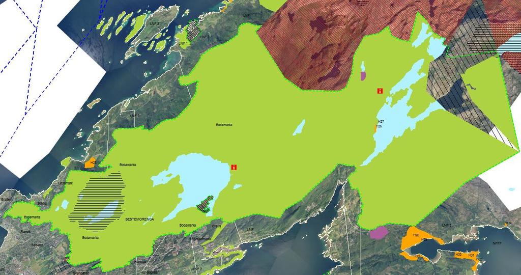 Planstatus Bodømarka er i overordnet kommuneplan avsatt som LNF-1-område (landbruks-, natur-, og friluftsområder med særlig viktige frilufts- og/eller naturområder) (figur 2).