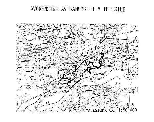 Tettstedet er omkranset av gårdene Svenning, Ranem, Haugom og Hildrum, og har fått areal fra flere gårder.