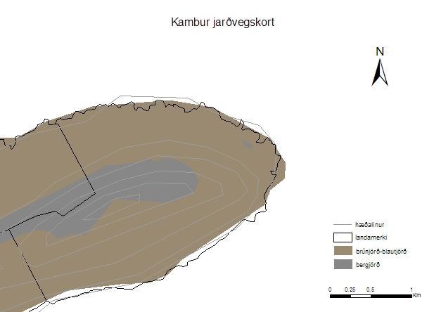 Jarðlög á Kambi eru frá síð-tertíer úr gosbergi og setlögum sem eru basísk og ísúrt berg (Náttúruvefsjá, 2009).