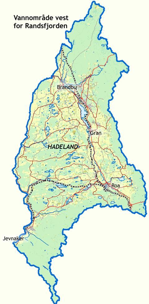 Området for undersøkelsen Øst for Randsfjorden fra utløpet av Vigga og sørover til Jevnaker. Nedbørfelt er på 354 km 2. Dekker deler av Lunner Gran og Jevnaker.