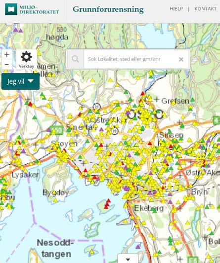 Bildene under er fra Miljødirektoratets kartdatabase som viser forurenset grunn i Norge.