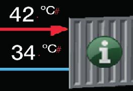 42 ºC 34 ºC 12 ºC 21,5 ºC 22,3 ºC Informasjon Trykk på informasjonsknappen for å vise driftsinformasjon om det aktuelle objektet.