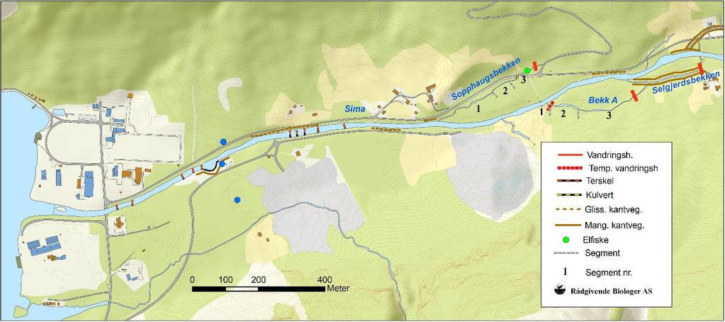 INNGREP OG PÅVIRKNINGER Hydrologiske inngrep Simadalsvassdraget ble regulert i perioden 1973-79, og det opprinnelige nedbørfeltet på 146 km² er i dag redusert til 35 km² (Sandven mfl. 2009).