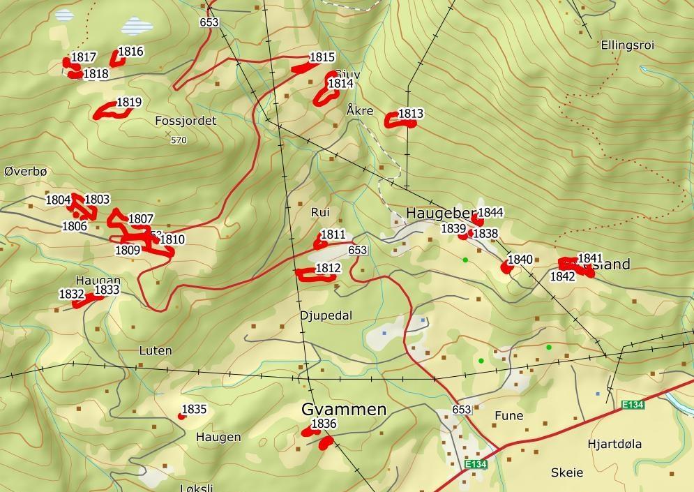 Figur 3: Kart over registrerte lokaliteter med