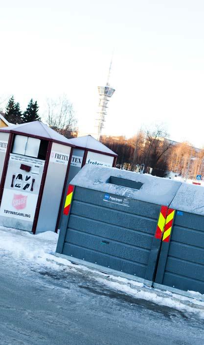 NYTT & NYTTIG Her kan du levere klær, tekstiler og sko: Det finnes mange containere for tekstiler og sko rundt om i byen.