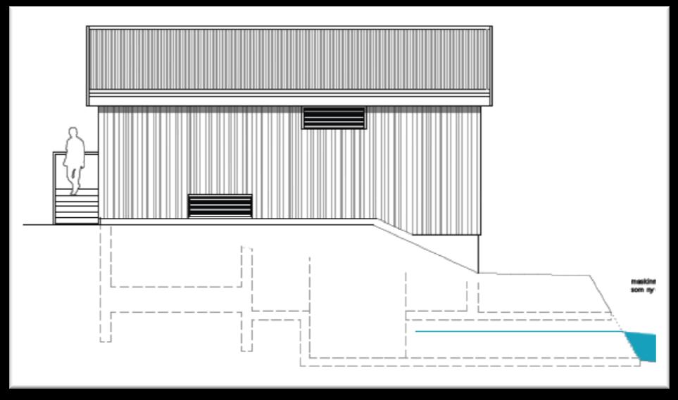 Illustrasjonen ovenfor viser forslag til kraftstasjonsbygg, men utforming av bygget er ikke endelig avklart.