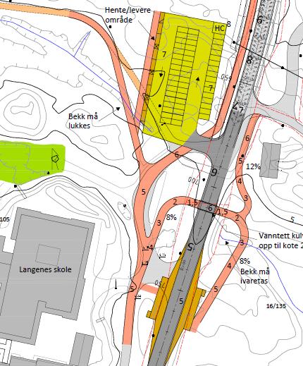 boligfelt på Øygardsheia. I dette området er det også regulert gang- og sykkelvei i mellom nytt og eksisterende boligfelt. Langenesveien med ny gang- og sykkelvei inngår i planen fra Langenes skole.